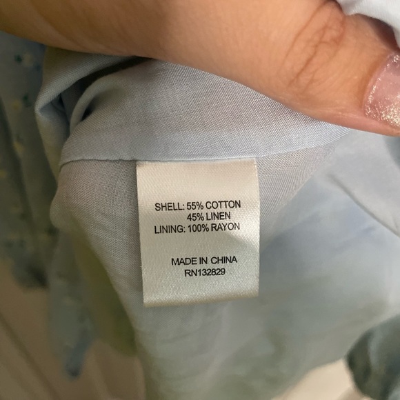 Majorelle Mandy One Shoulder Dress Mini Linen Blend Ditsy Floral Blue Size Small - Picture 7 of 7